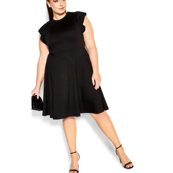 city chic black dress City Chic Black Dress with Knit Bodice (M) – Sunbeam Vintage main image 1